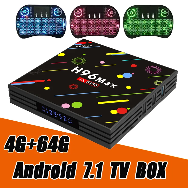 ТВ приставка H96 Max H2 4 ГБ ОЗУ и 64 ПЗУ на Android 7.1 от RUIJIE смарт с четырехъядерным