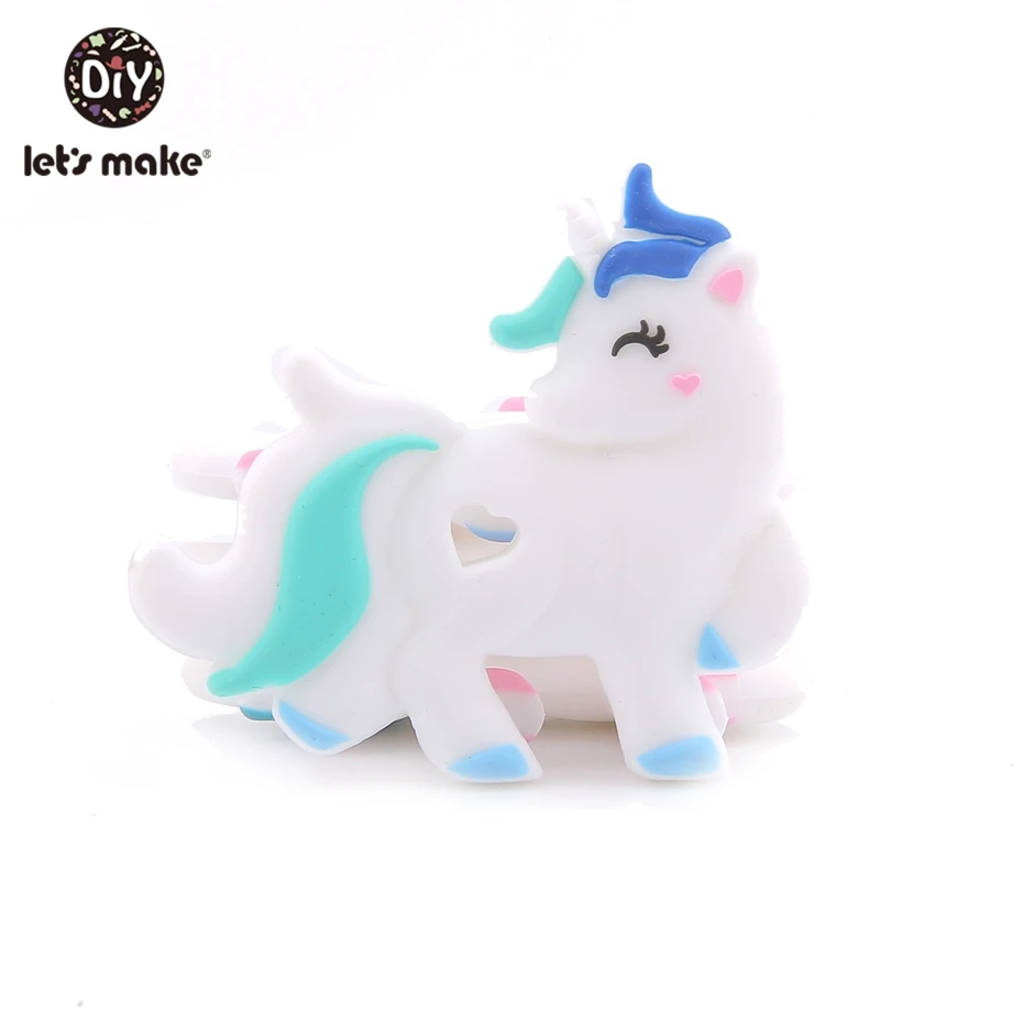 unicorn e Let'S Make/1 шт., силиконовый Прорезыватель для зубов, жемчужные бусины, цветок розы, Прорезыватель для зубов, игрушки для малышей, погремушка, детская игрушка, силиконовый Прорезыватель для зубов - Color: unicorn e