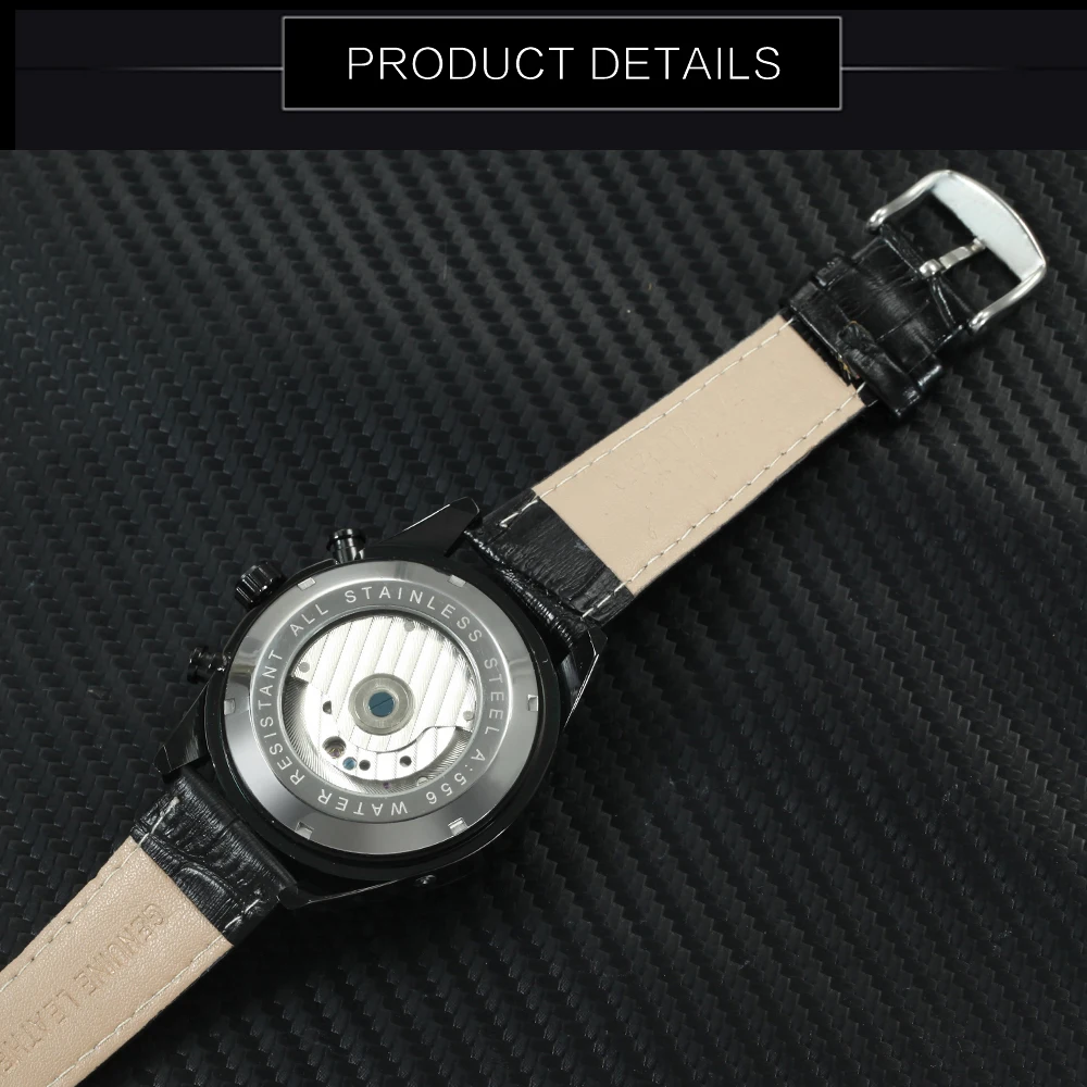 FORSINING Fashion Vintage Tourbillon Auto Mechanical Watch Men Top Brand Luxury Black Leather Strap Date Display Wristwatches | Наручные