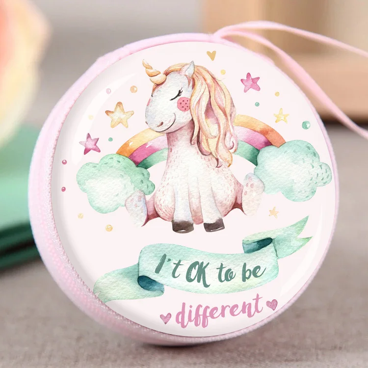 12 шт./лот Оловянная круглая жестяная коробка с мультяшным единорогом