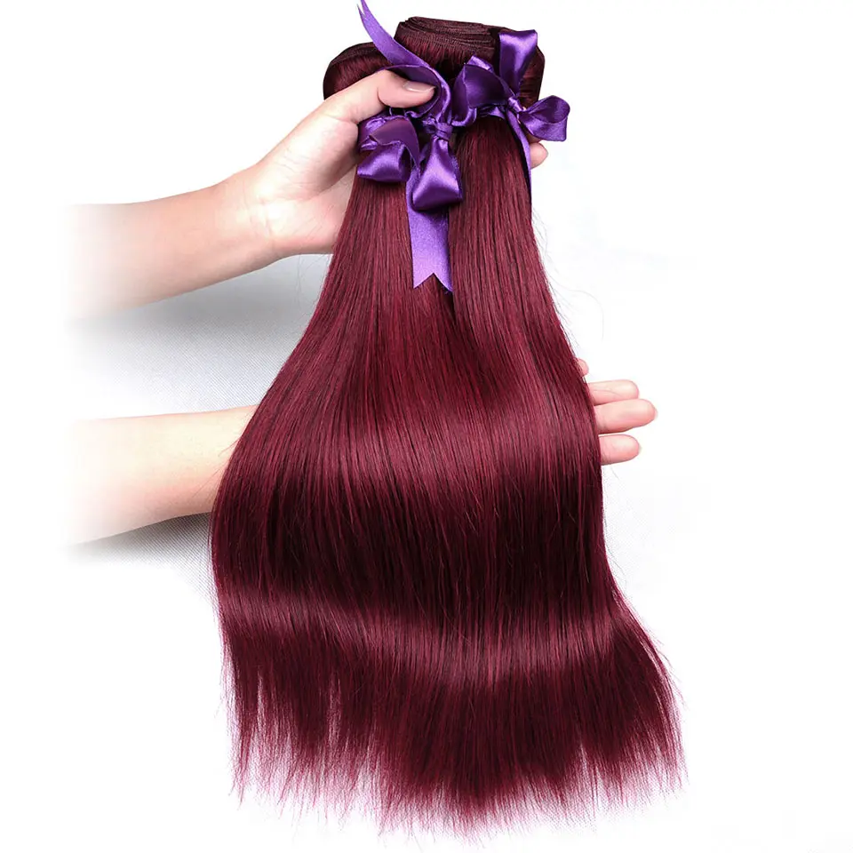 Pinshair 99J бордовый прямые волосы пряди 1/3 pcs бразильские волосы переплетения пряди красные человеческие волосы плетение наращивания на клипсах, не Волосы remy