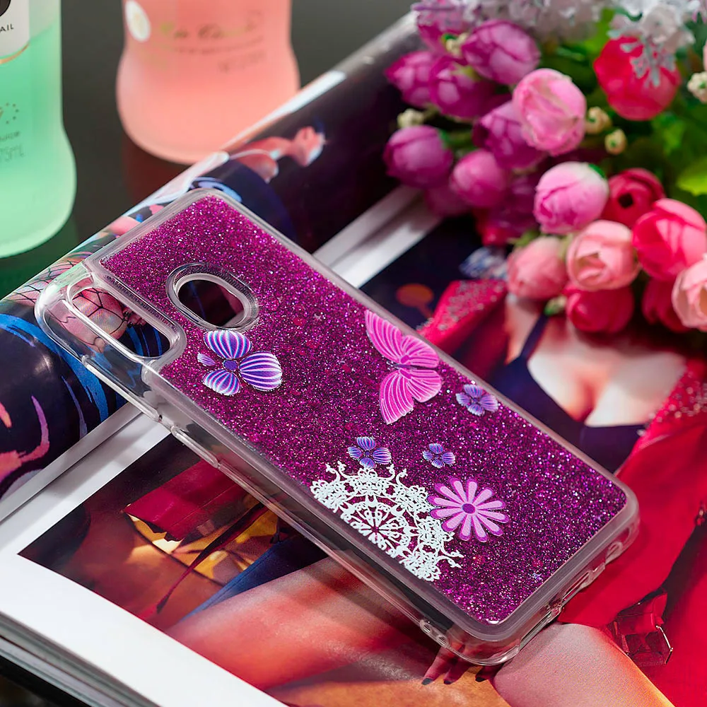 Блестящий чехол для Samsung Galaxy A20 A30 Wide4 динамический жидкий Мягкий ТПУ широкий 4