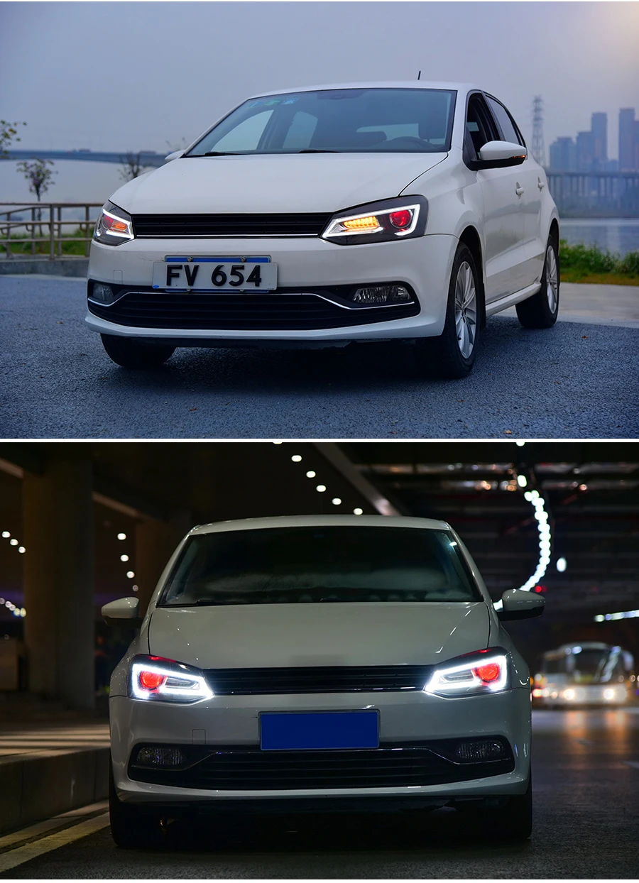 Головной светильник в сборе для Volkswagen Polo 2011- светодиодный Поворотный Светильник СВЕТОДИОДНЫЙ дневной ходовой светильник demon eyes