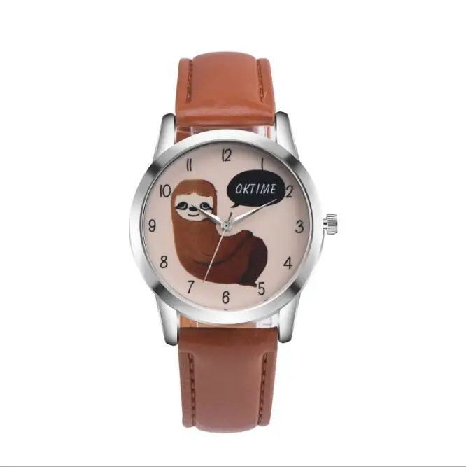 Заводская цена брендовые новые OKTIME Ленивец кожаные часы модные часы для женщин женские наручные часы