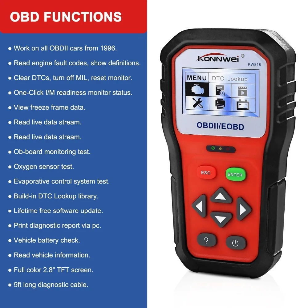 Профессиональный OBD2 сканер автомобиля OBD II автоматический диагностический считыватель кодов неисправностей автомобильный контрольный светильник двигателя диагностический для всех автомобилей