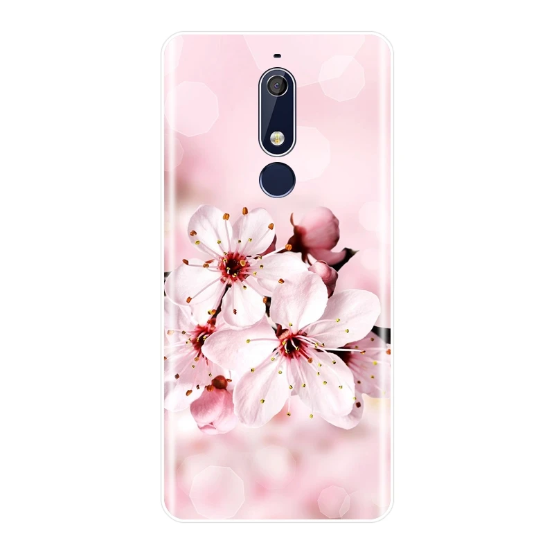 Задняя крышка для Nokia 7 1 6 5 3 2 Plus розовый цветок вишневый цвет силиконовый мягкий