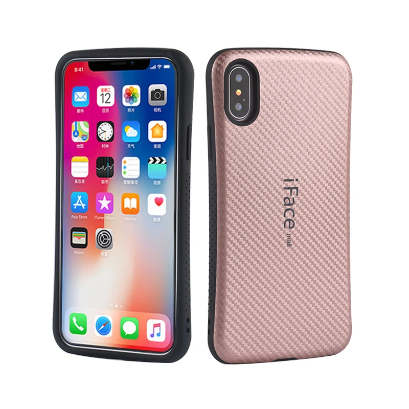 Чехол iFace Mall из углеродного волокна для iPhone X 5 8 дюйма сверхпрочная Противоударная
