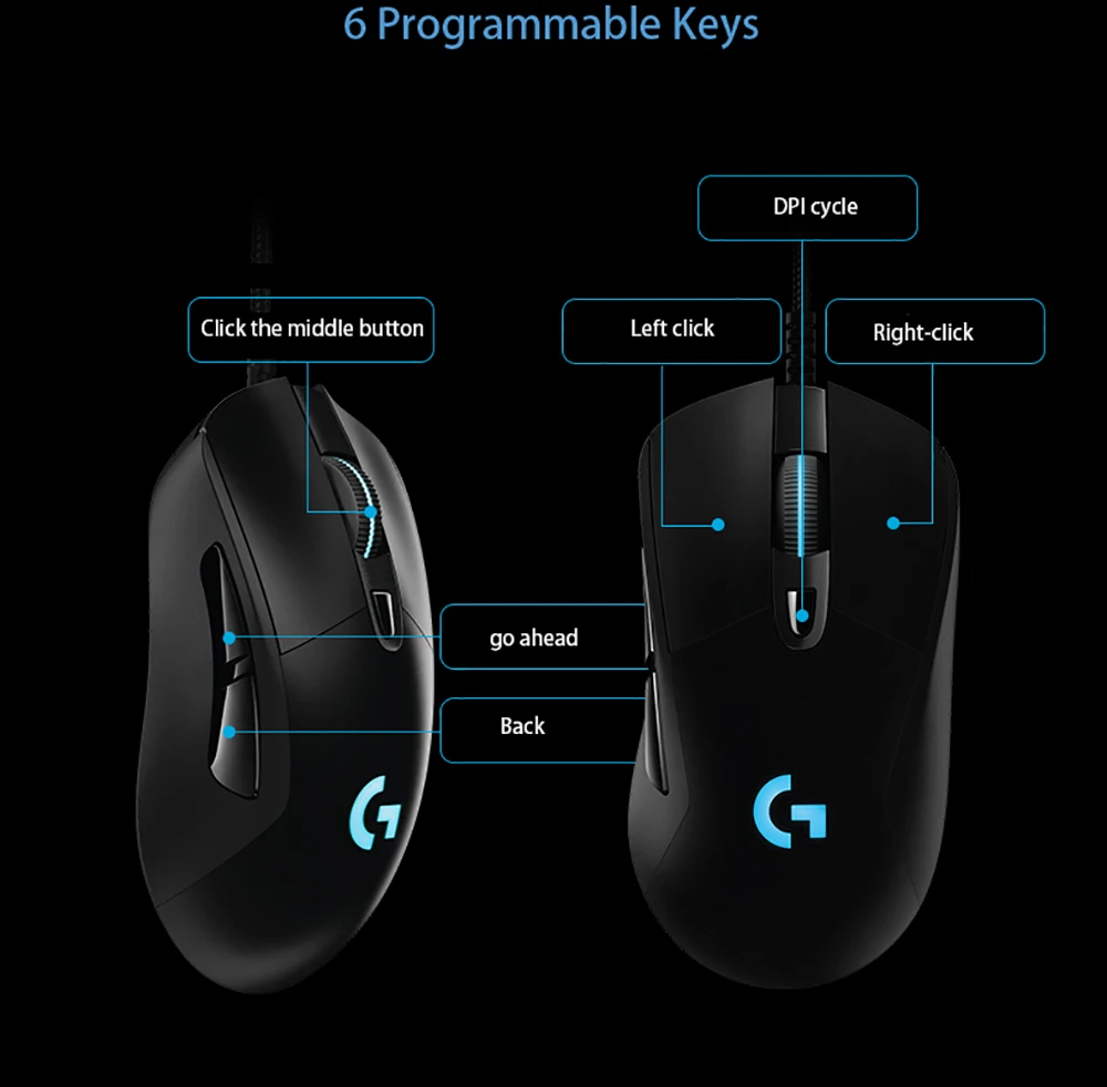 Производитель отремонтированный: Проводная/Беспроводная игровая мышь logitech G403 Prodigy 2,4 ГГц 12000 dpi RGB весовая Эргономика