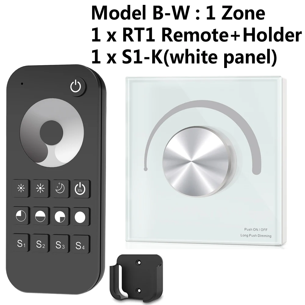 Model B White AC симисторный регулятор светодиодного освещения 220V 230V 110V Беспроводной РЧ с регулируемой яркостью ручка переключателя с 2,4G пульт дистанционного управления для одного Цвет светодиодный лампы - Цвет: Model B White