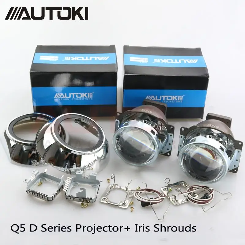 Серебристый Autoki автомобилей Koito Q5 объектив проектора для фар 3.0 дюйма HID би ксеноновая лампа+ Iris кожухи, применение D1S D2S D3S D4S лампы - Цвет: Серебристый