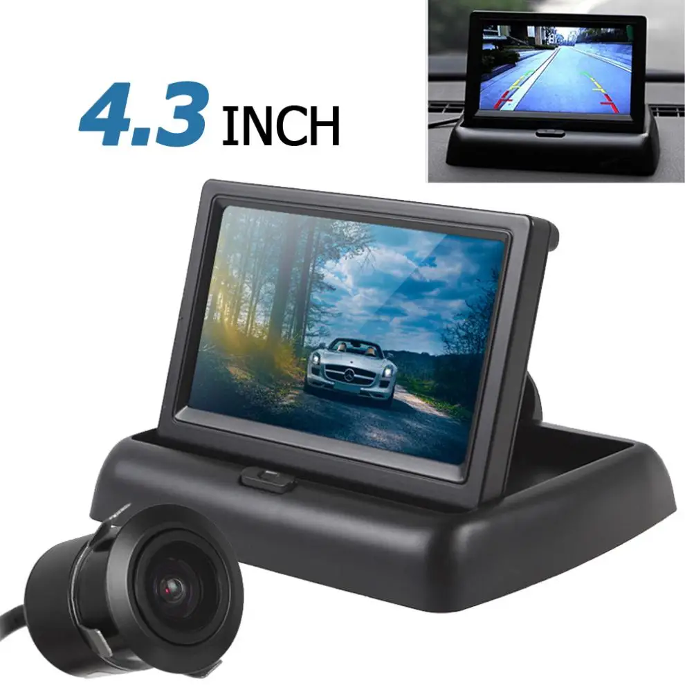 4,3 дюймов TFT-LCD Цвет Экран 480x272 2-канальный Вход камера заднего вида для контроля уровня сахара в крови с 420 TVL 18 мм адаптер обратной Камера совместимая с цифровыми стандартами NTSC/PAL