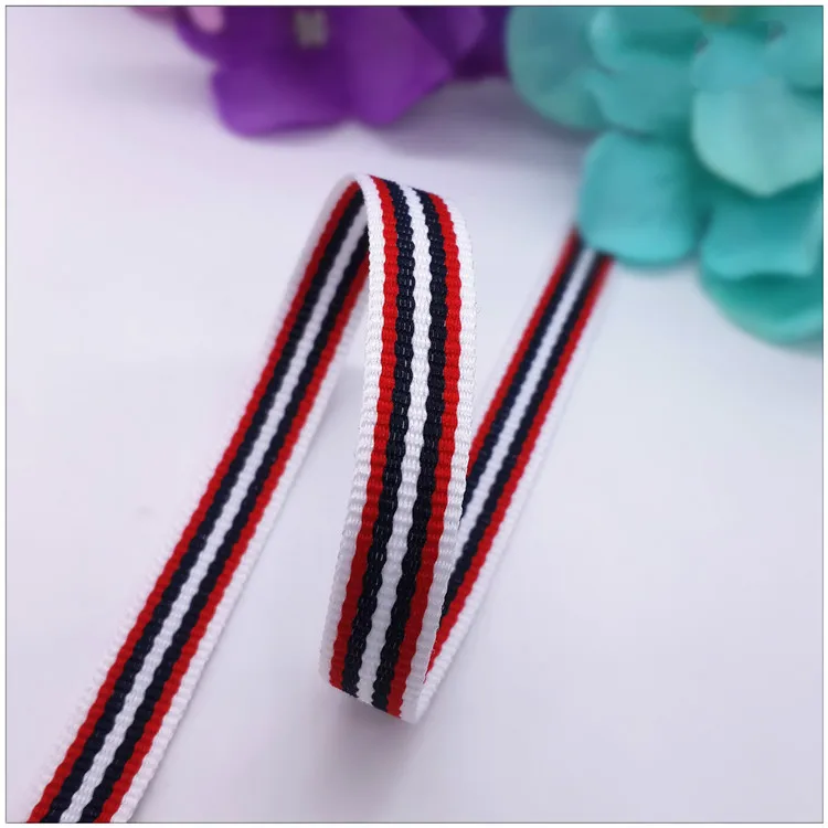 (1 м/лот) 1 см полосатая печатная лента Grosgrain упаковка для свадебного подарка