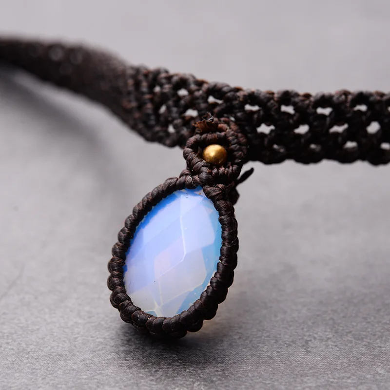 BOEYCJR плетеное ожерелье короткая цепочка из натурального камня ювелирные изделия