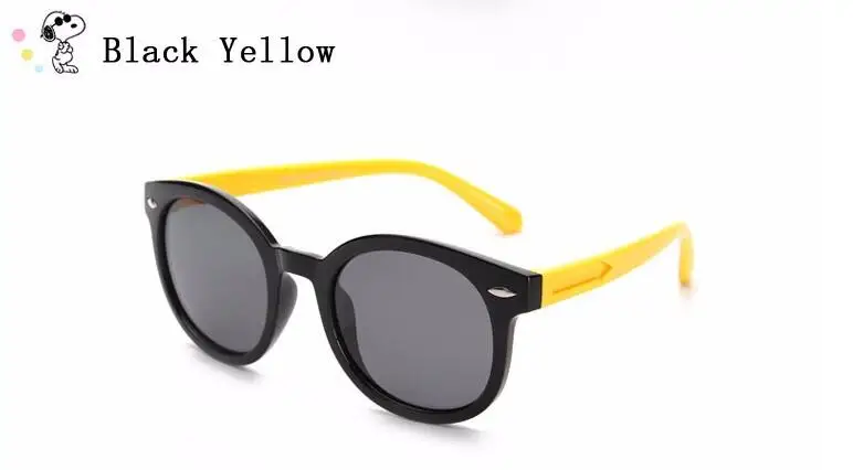black yellow WarBLade, солнцезащитные очки для девочек с изображением кота, детские солнцезащитные очки с кошачьим глазом для девочек, детские солнцезащитные очки с поляризацией, резиновые, для ученика, гибкие, со стрелкой - Цвет линз: black yellow