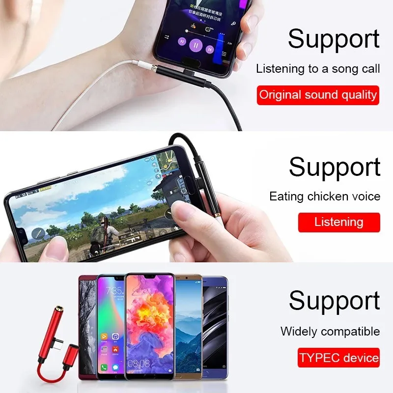 Адаптер для зарядного устройства Xiaomi 2 в 1 USB Type C к разъему 3 5 мм|Переходники и