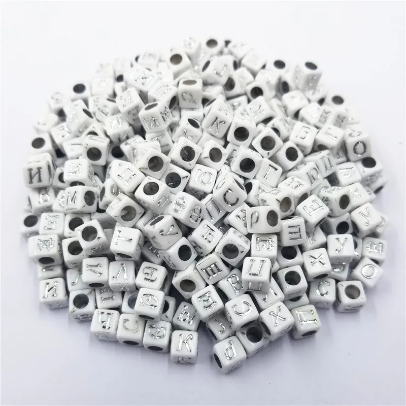 Популярные плоские/Квадратные бусины 100 шт./лот сделай сам с русскими буквами