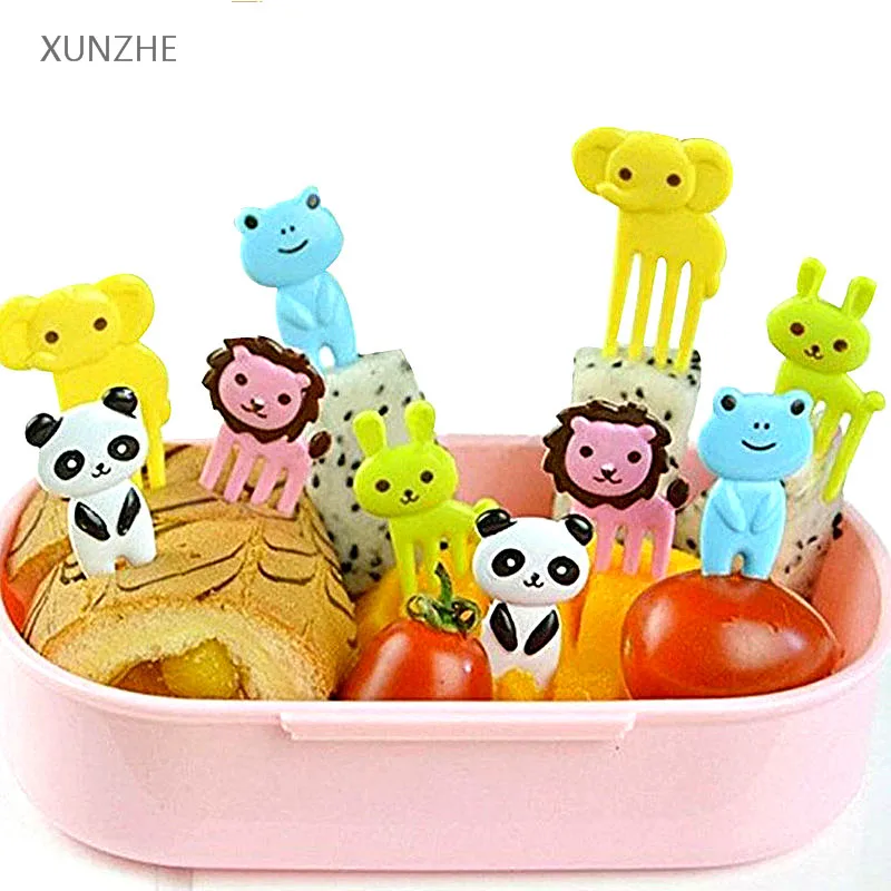 XUNZHE 10 шт./компл. мини юбка-пачка, скотный двор вилка для фруктов с персонажем из мультфильма для детей, Снэк десерт Еда фрукты Палочки зуб Палочки обеды вечерние Декор