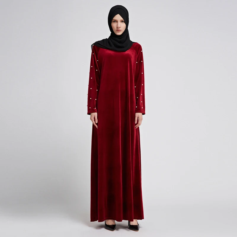 Зимнее Vestido abaya халат Дубай Арабский Кафтан мусульманский бархат хиджаб платье Катара Кафтан Абая для женщин турецкая исламская одежда