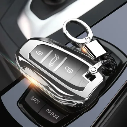 silver with keychain Автомобильный ключ чехол из мягкого ТПУ с Смарт дистанционные брелки для ключей в виде ракушки подходит для peugeot 3008 4008 5008 Citroen C4 C4L C6 C3-XR - Название цвета: silver with keychain