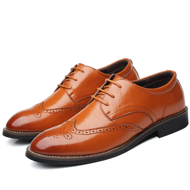 

CuddlyIIPanda Luxury Brand Men Fashion Brogue Shoes Men Leather Shoes Man Dress Business Pointed Toe Shoes Lace Up Oxfords Shoes