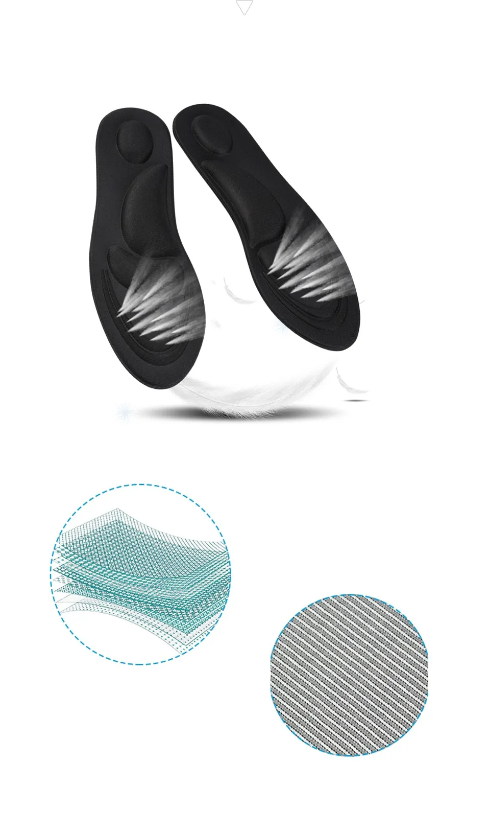 4D массажные стельки, мягкая губка, поддержка свода стопы, ортопедические стельки для обуви, обувь на высоком каблуке для мужчин и женщин, амортизирующие подошвы