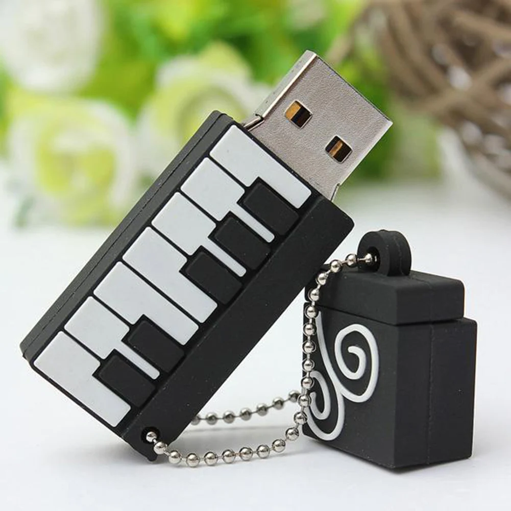 Мультфильм мини брелок для ключей в виде пианино флеш-диск USB 2,0 64 г U диск карта памяти брелок-ручка ювелирные изделия аксессуары