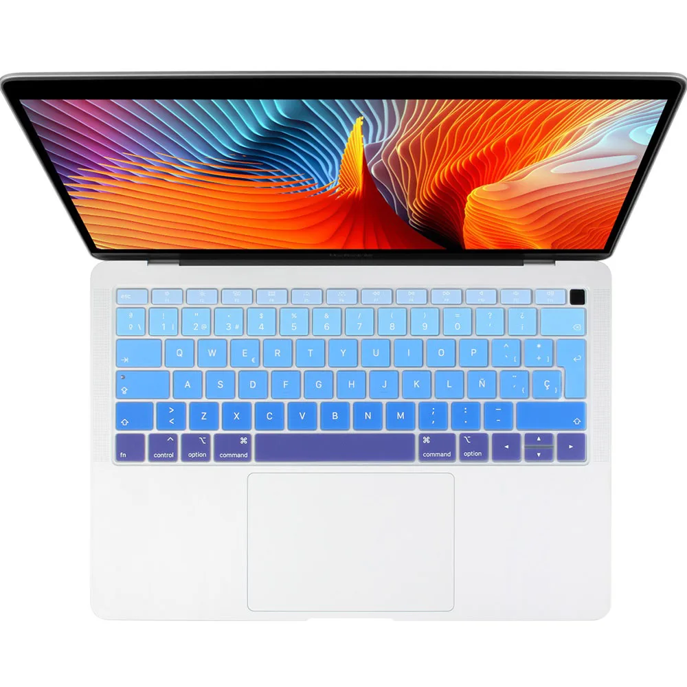 Gradient blue ЕС введите испанскую накладка на клавиатуру стикер для Macbook Air 13 с сенсорным ID A1932 тоньше защитная обложка для клавиатуры - Цвет: Gradient blue
