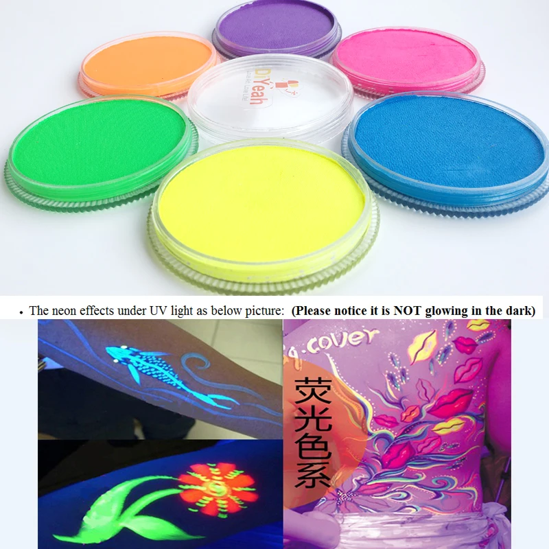 Неоновая краска для лица 30 г черная светильник тела и макияж Хэллоуин УФ-пигмент