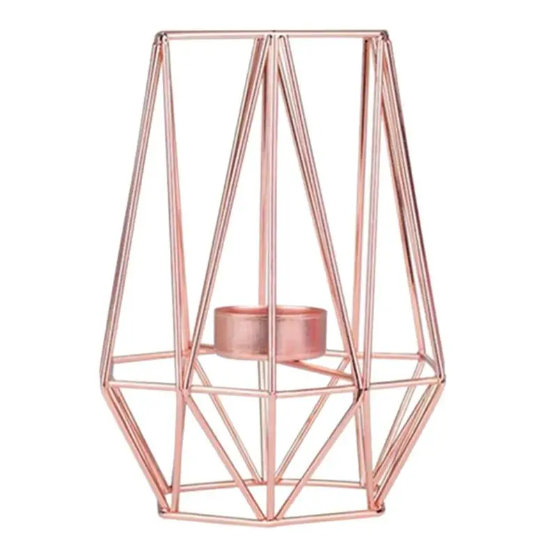rose gold Ins Nordic Geometric Candlestick Metal Crafts for Party Home Decoration Metal Gold Candle Holders Home Decoration - Цвет: rose gold