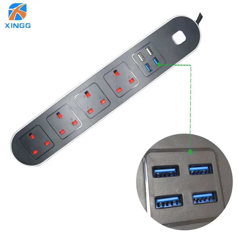 Умный дом электронный блок питания гнездо быстрой зарядки с 4 USB 4 розетки стандарт Великобритании Вилка Электрический провод-удлинитель 1,8 м удлинитель электрический