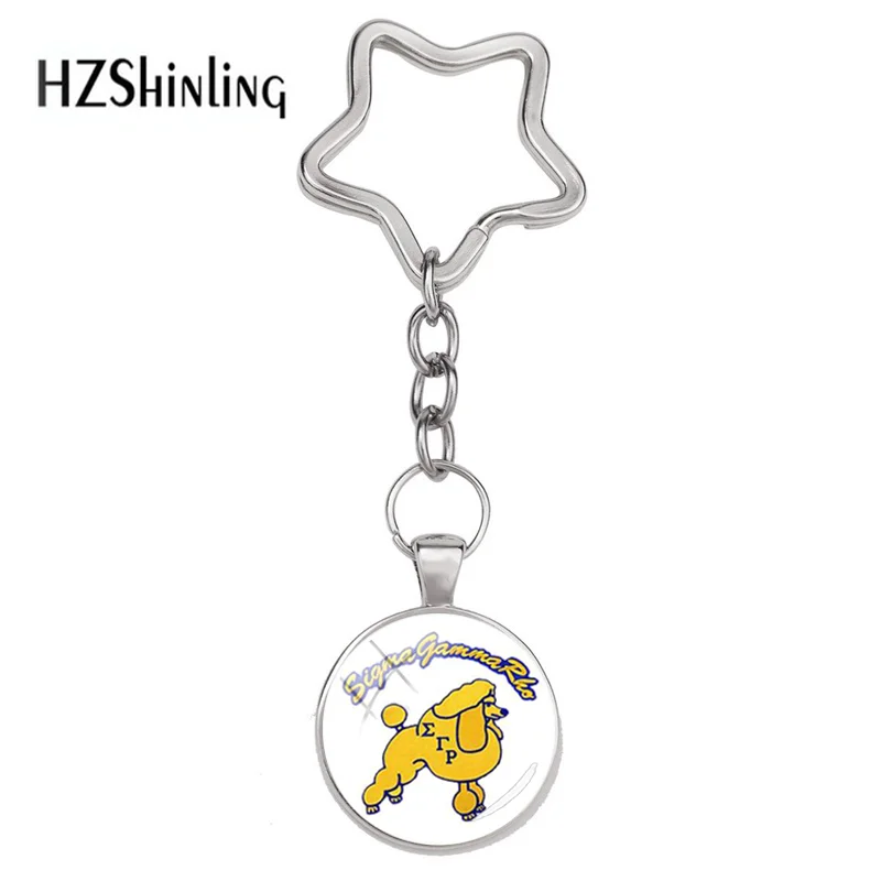 Newest Design Sigma Gamma Rho Star Keychain Sisterhood Words Glass Cabochon Pendant Quote Keyring love SGR Charm Jewelry - Цвет: 3