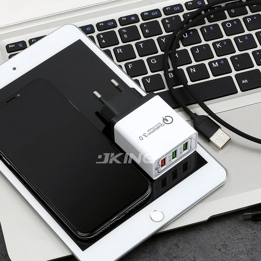JKING 3 USB Ports Quick Charger QC 3.0 30W Phone Adapter Smart Fast Charge For iPhone 7 8 Samsung S8 | Мобильные телефоны и