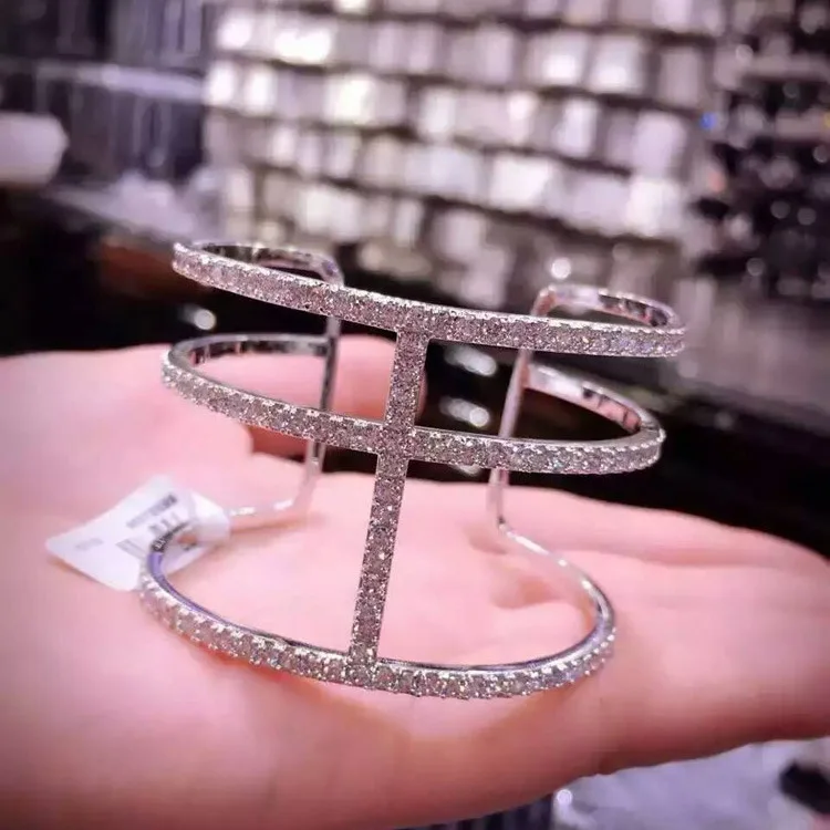 HIBRIDE 16 см Регулируемые Открытые Браслеты и браслеты женские микро кубический