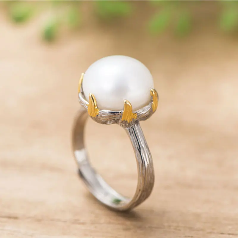 RADHORSE 925 Silver Rings for Women Fine Jewelry Pearl Concise Modeling Sterling Ring Adjustable | Украшения и аксессуары