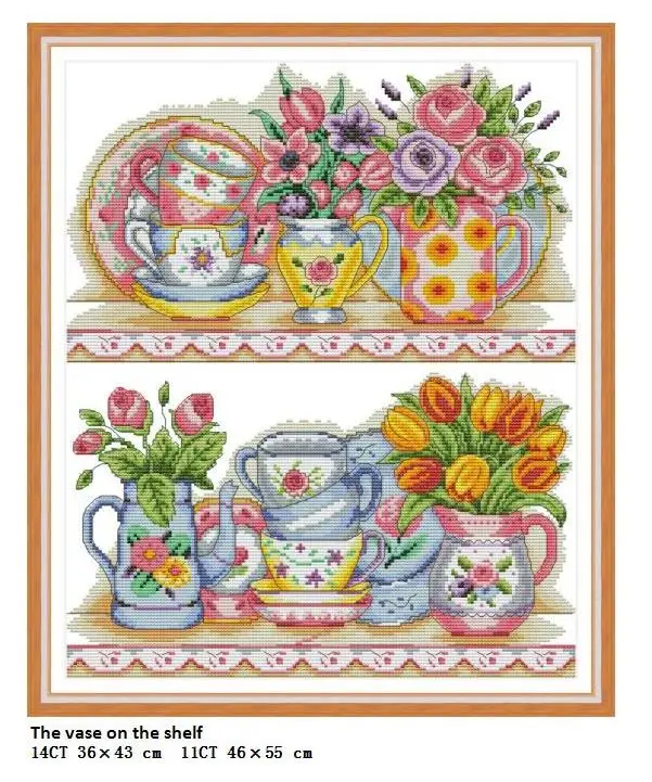cross stitch J470 Ваза на полке Счетный DMC хлопковая нить 14CT 11CT узоры напечатаны на холсте вышивка крестиком рукоделие Наборы для вышивания - Цвет: cross stitch J470