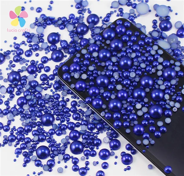 C8 Dark blue Lucia crafts 1000 шт 50 г микс 2-10 мм ABS искусственный жемчуг полукруглый плоский с оборота жемчуг Смола DIY украшения F0208 - Цвет: C8 Dark blue
