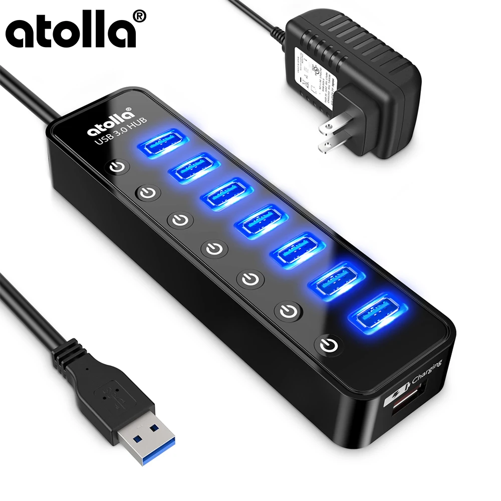 Atolla USB 3 0 концентратор 7 портов сплиттер с переключателями + 1 умный зарядный порт
