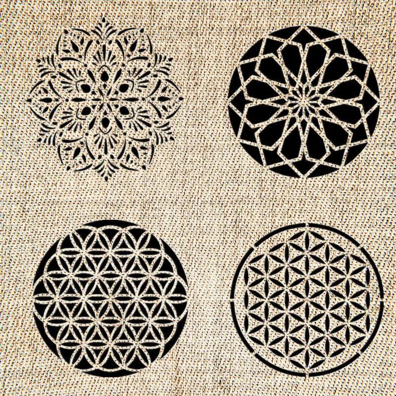 

4pcs, 14X14CM, Mandala Template, Life Flower Stencil,Life Flower Pattern for scrapbook,Stamping,polymer clay,painting #759