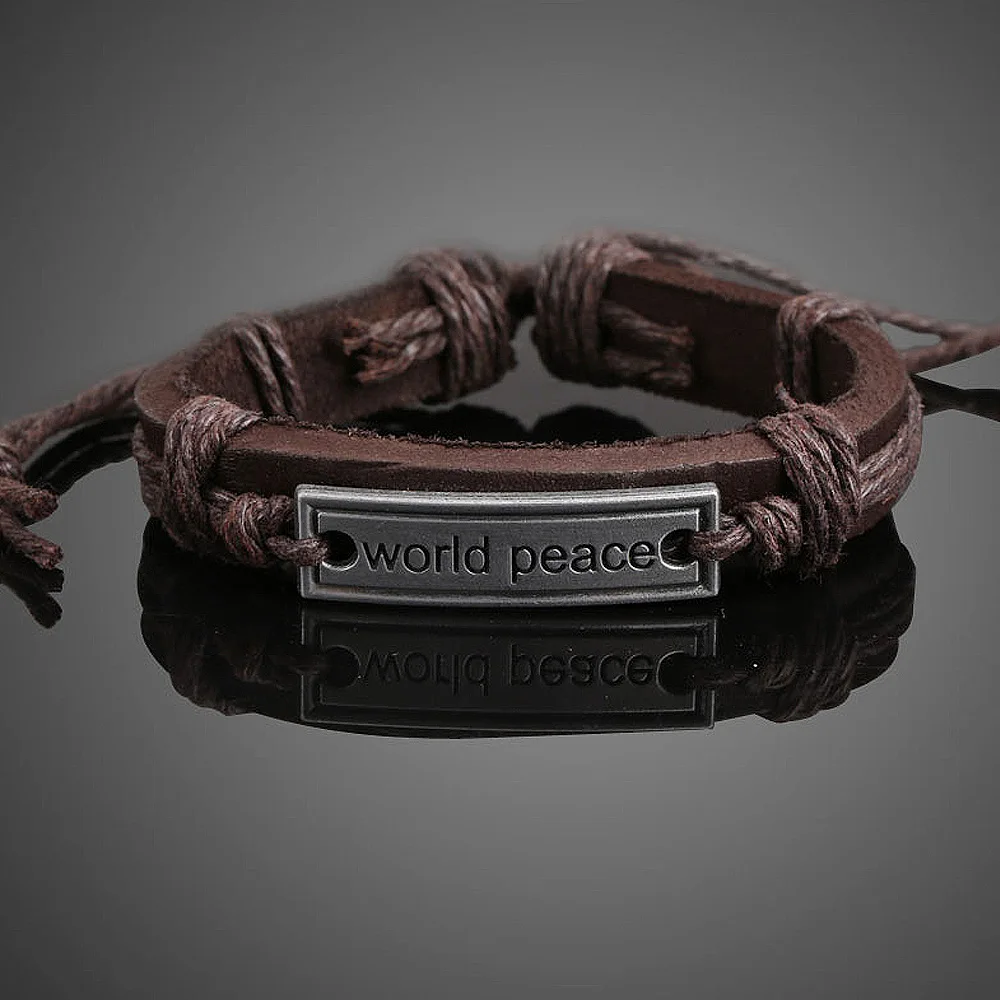 Плетеный браслет для девочек и мальчиков унисекс с надписью World Peace Plate CX17|braided