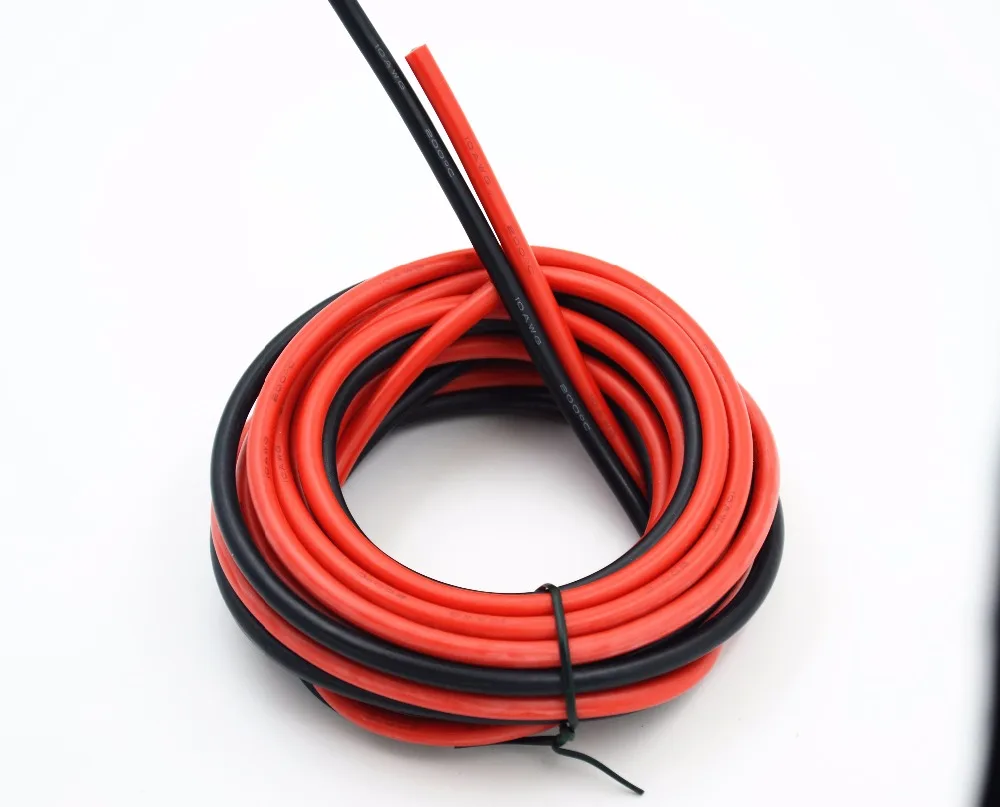 Электрический провод 10 AWG силиконовый провод 10 Калибр крюк провода кабели 3 м черный и 3 м красный мягкий и гибкий луженый медный провод