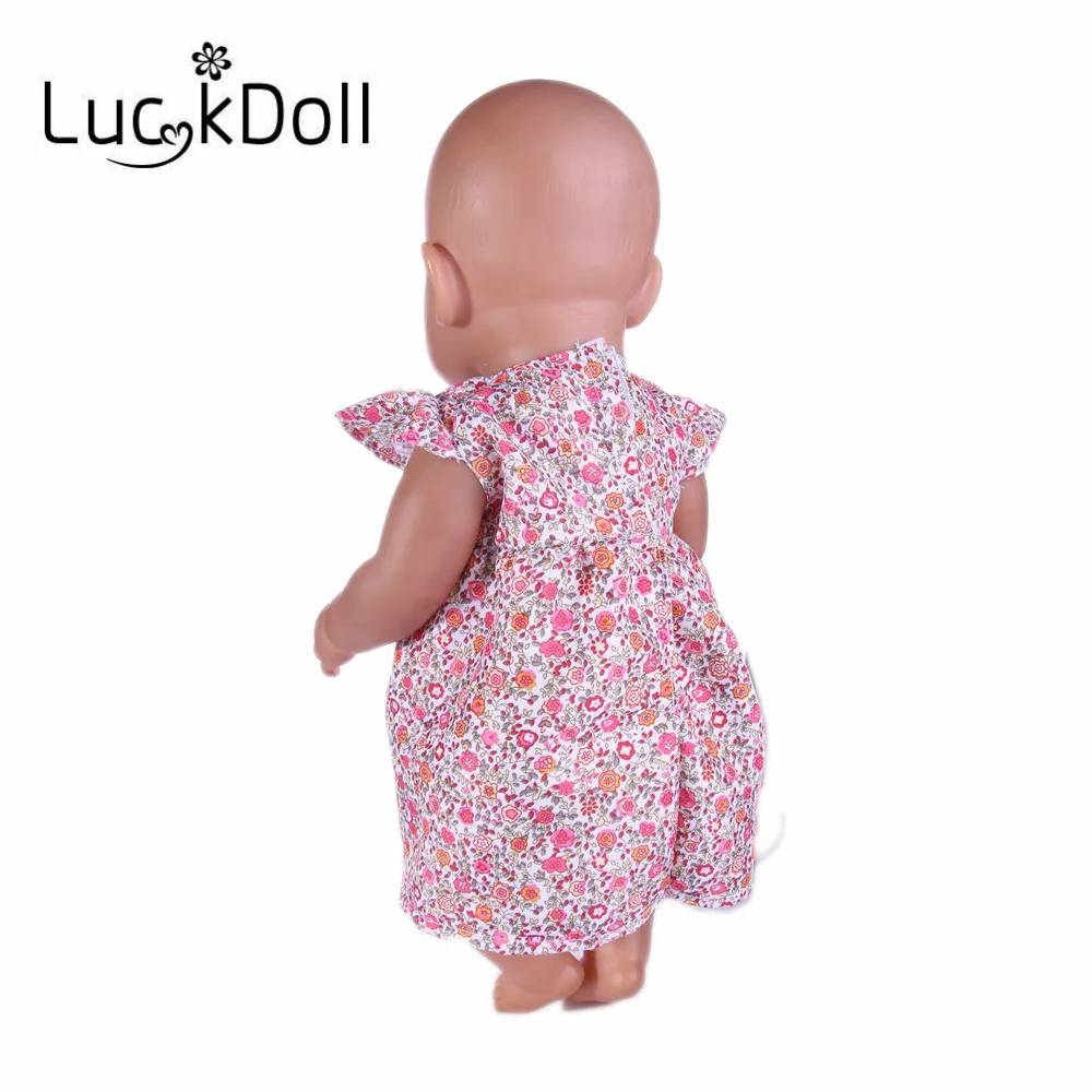 LUCKDOLL Цветочное платье размер 18 дюймов американский 43 см Детская кукла одежда