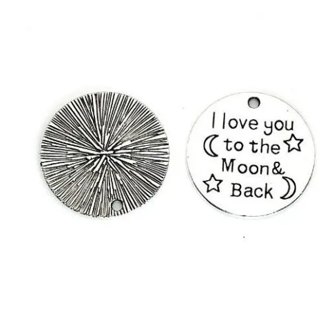 Бесплатная доставка 10 шт. античное серебро I Love You to the Moon and Back чармы кулон 25