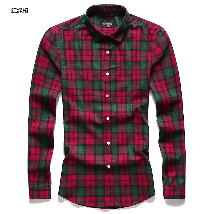 Модная Повседневная Клетчатая Мужская рубашка с длинными рукавами модная
