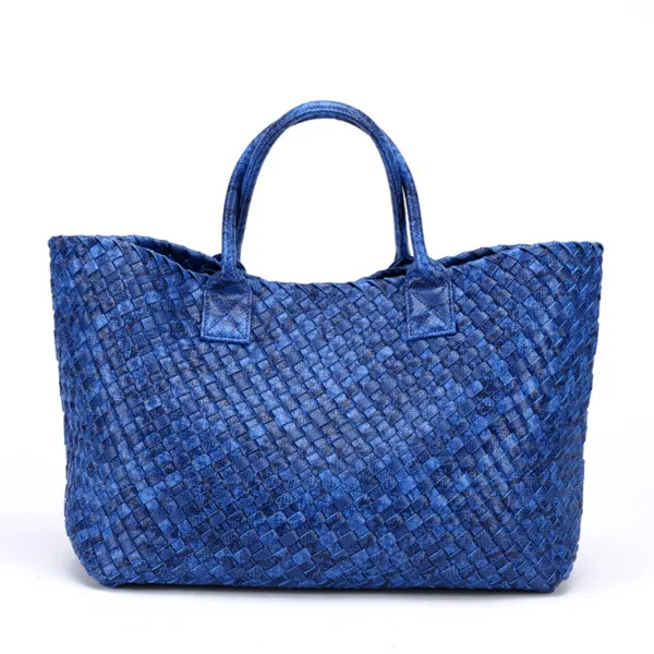 Royal Blue Модная тканая кожаная сумка с принтом питона в европейском и американском стиле, Вместительная женская сумка, сплетенные сумки Большая Повседневная сумка - Цвет: Royal Blue