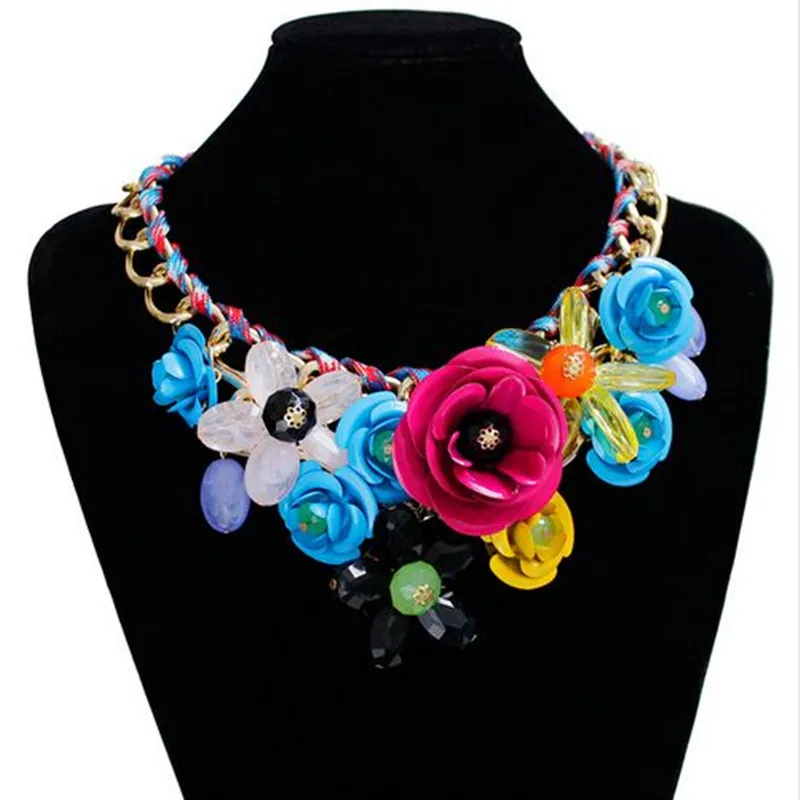 [Jimore] Горячая 2017 Весна Золотая цепь колье Биб Воротник цветок себе Цепочки и