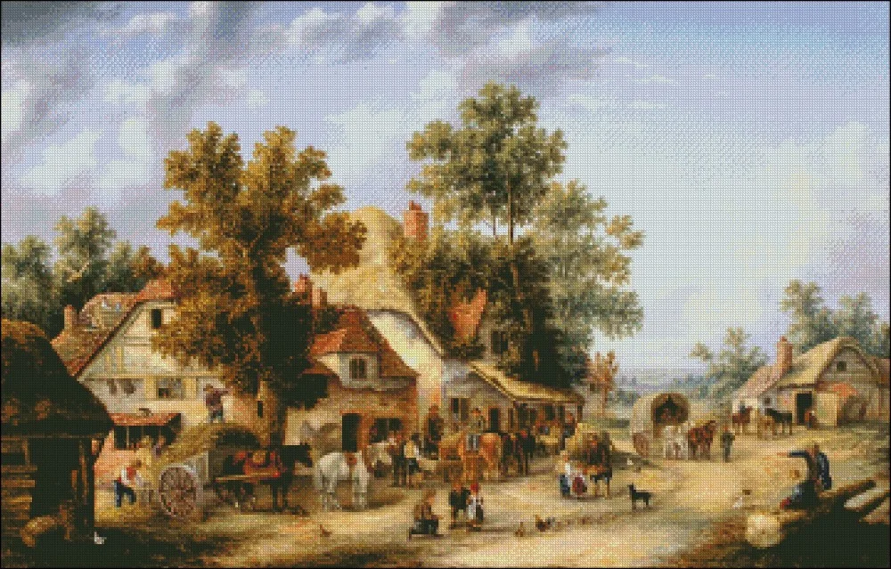 Рукоделие для вышивки сделай сам наборы крестиком 14 карат картина маслом деревня