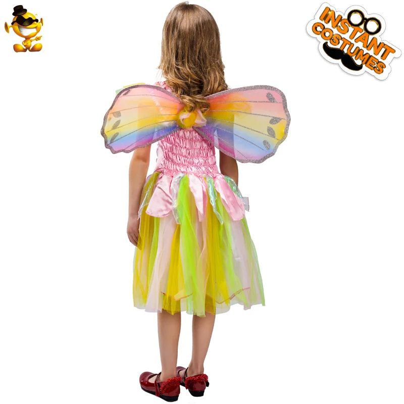 

DSPLAY Girls Colorful Cute Butterfly Costume Kids Cosplay Fancy Dress Costumes With Wing Girls Christmas New Year