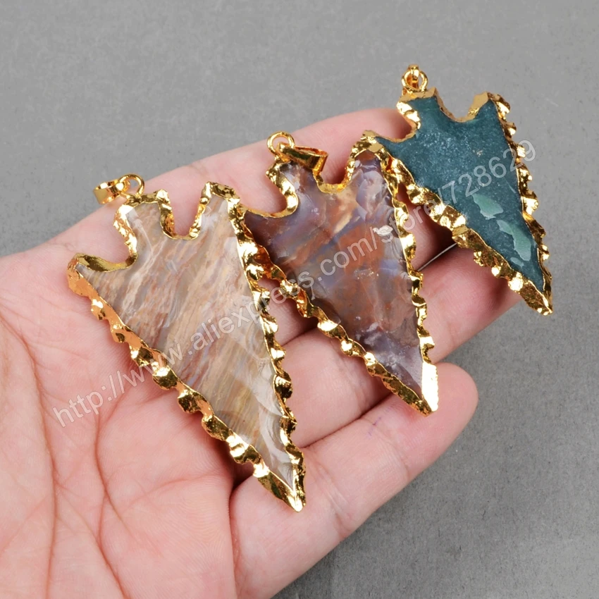 BOROSA 5 шт./лот Золото Цвет грубые натуральные драгоценные камни резной наконечник