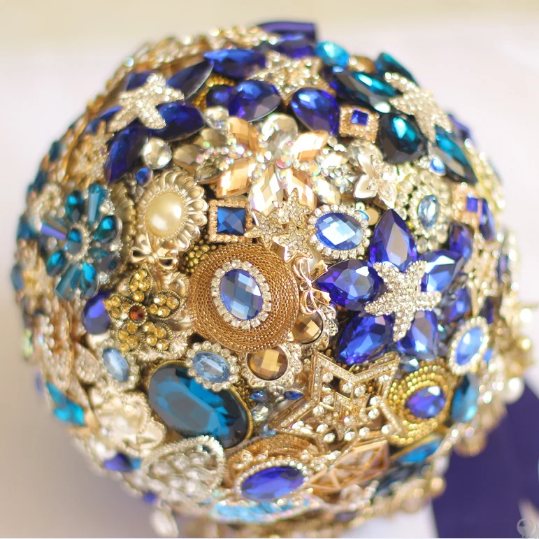 8-дюймовый Свадебный букет на заказ темно-синий свадебный с сапфировыми