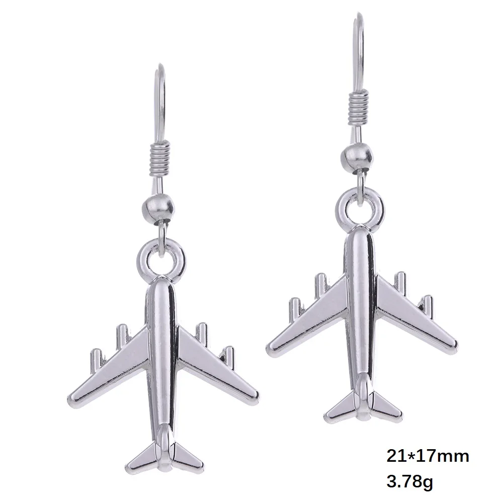 

Teamer Aircraft Earrings New Arrival Silver Color Airplane Drop Earrings Simple Cute Fashion Jewelry EH104750